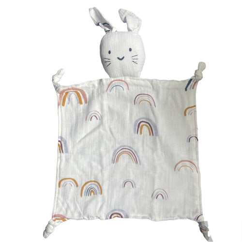 Off White Rainbow Muslin Bunny Comforter