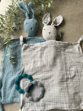Load image into Gallery viewer, Blue Muslin Bunny Comforter