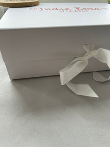 A4 Deep Luxury White Gift box with Grossgrain ribbon