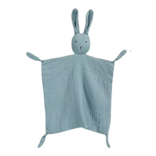 Load image into Gallery viewer, Blue Muslin Bunny Comforter