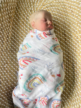 Load image into Gallery viewer, Colourful Rainbow Muslin Swaddle