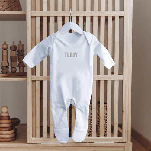 Cute White Baby Sleepsuit- Personalise