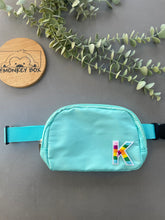 Load image into Gallery viewer, Kids Aqua Blue Bum Bag with Initial Patch