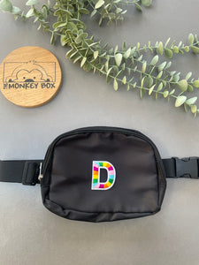 Kids Black Bum Bag with Initial Patch