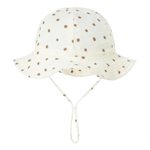 White Baby Sun Hat - Dotty