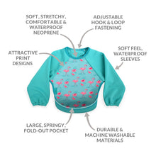 Load image into Gallery viewer, Weaning Bib with Sleeves - Flamingos UltraBib