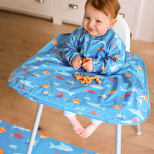 Load image into Gallery viewer, Wipeezee Coverall Bib - Turquoise Sea Creatures