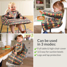 Load image into Gallery viewer, Wipeezee Coverall Bib - Grey Happy Fruit