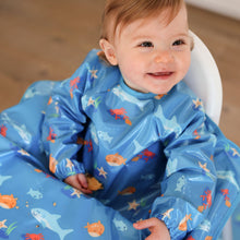 Load image into Gallery viewer, Wipeezee Coverall Bib - Turquoise Sea Creatures