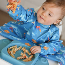 Load image into Gallery viewer, Wipeezee Coverall Bib - Turquoise Sea Creatures