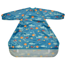 Load image into Gallery viewer, Wipeezee Coverall Bib - Turquoise Sea Creatures