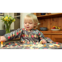 Load image into Gallery viewer, Wipeezee Coverall Bib - Grey Happy Fruit