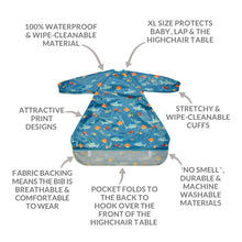Load image into Gallery viewer, Wipeezee Coverall Bib - Turquoise Sea Creatures