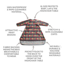 Load image into Gallery viewer, Wipeezee Coverall Bib - Grey Happy Fruit
