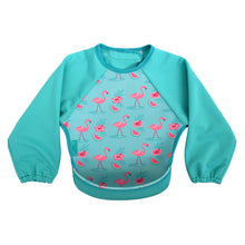 Load image into Gallery viewer, Weaning Bib with Sleeves - Flamingos UltraBib