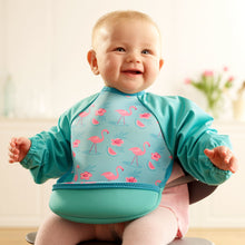 Load image into Gallery viewer, Weaning Bib with Sleeves - Flamingos UltraBib
