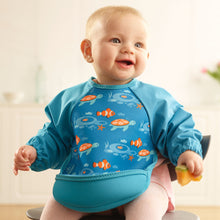 Load image into Gallery viewer, Weaning Bib with Sleeves - Tropical Fish UltraBib