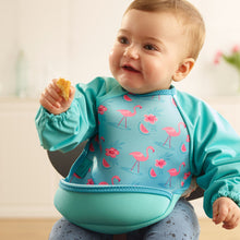Load image into Gallery viewer, Weaning Bib with Sleeves - Flamingos UltraBib