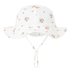 White Baby Sun Hat - Floral
