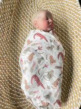 Load image into Gallery viewer, Cheeky Jungle Animals Muslin Swaddle