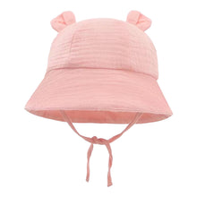 Load image into Gallery viewer, Baby Pink Muslin Baby Sun Hat