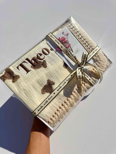 Teddy Personalized Muslin 100% Cotton Blanket