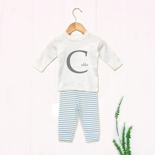 Baby Large Letter Monogram Personalise Outfit Set, 0-3 months
