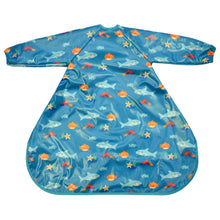 Load image into Gallery viewer, Wipeezee Coverall Bib - Turquoise Sea Creatures