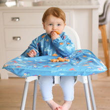 Load image into Gallery viewer, Wipeezee Coverall Bib - Turquoise Sea Creatures