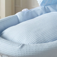 Load image into Gallery viewer, Blue Waffle White Wicker Baby Moses Basket With Stand