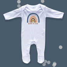 Load image into Gallery viewer, Born In 2025 Boho Rainbow Baby Sleepsuit 0-3 months