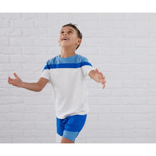 Load image into Gallery viewer, Blue colour block T shirt &amp; shorts