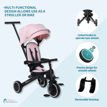 Load image into Gallery viewer, Foryourlittleone Xplor 6 in 1 Foldable Trike - Pastel Pink (10m-5y)