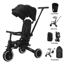 Load image into Gallery viewer, Foryourlittleone Xplor Ultimate 6 in 1 Foldable Trike - Jet Black (10m-5y)