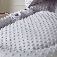 Load image into Gallery viewer, Grey Dimple Grey Wicker Baby Moses Basket With Stand