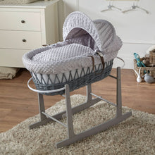 Load image into Gallery viewer, Grey Dimple Grey Wicker Baby Moses Basket With Stand