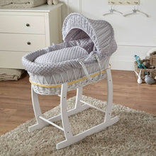 Load image into Gallery viewer, Grey Dimple White Wicker Baby Moses Basket With Stand