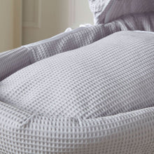 Load image into Gallery viewer, Grey Waffle White Wicker Baby Moses Basket With Stand