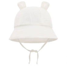Load image into Gallery viewer, White Muslin Baby Sun hat 3-12 months