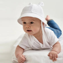 Load image into Gallery viewer, White Muslin Baby Sun Hat