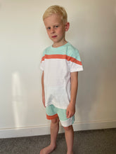 Load image into Gallery viewer, Spearmint and Coral colour block T shirt &amp; shorts