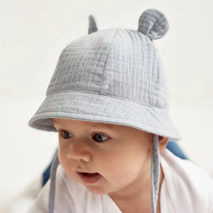 Grey Muslin Baby Sun Hat