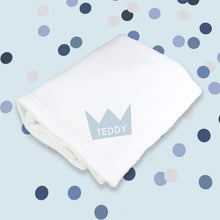 Load image into Gallery viewer, Personalise Blue Crown Cotton Blanket