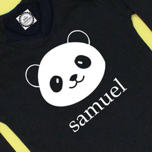 Load image into Gallery viewer, Personalise Panda Black Baby Sleepsuit, 0-3 Months