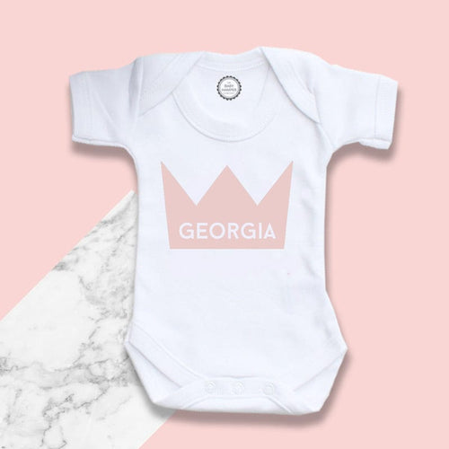 Pink Crown Baby Bodysuit - Personalise