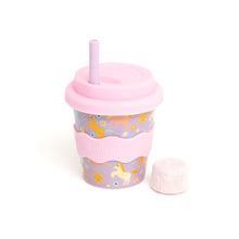 Load image into Gallery viewer, Purple Unicorn Babychino Cup 4oz (Straws Sold Separately)