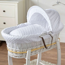 Load image into Gallery viewer, White Dimple White Wicker Baby Moses Basket With Stand