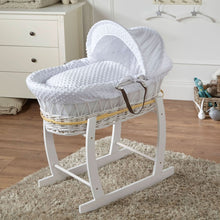 Load image into Gallery viewer, White Dimple White Wicker Baby Moses Basket With Stand