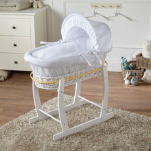 Load image into Gallery viewer, White Waffle White Wicker Baby Moses Basket With Stand