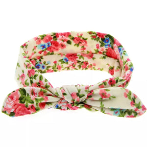 Floral Stretch Cotton Bow Headbands (4 Colours)
